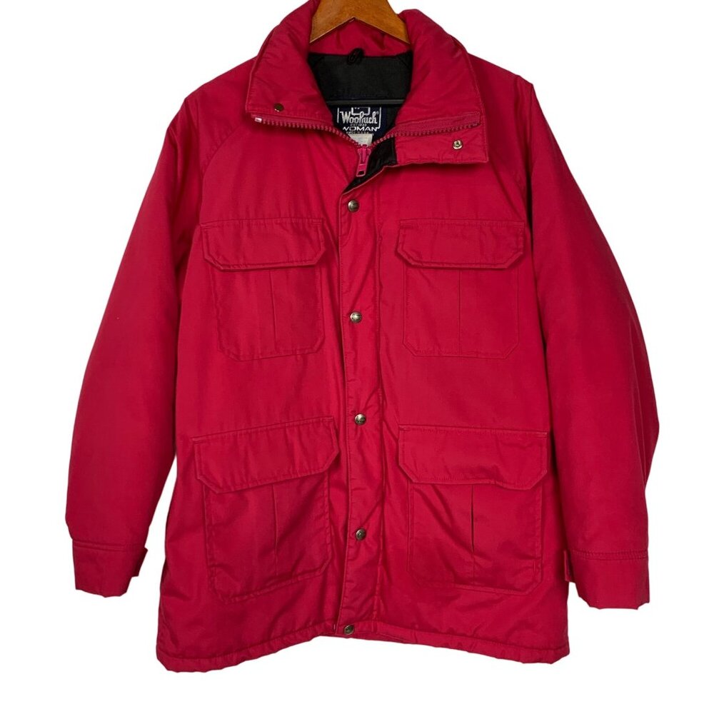 VTG Woolrich Coat Womens Large‎ Parka Jacket Pink Full Zip Snaps Made in USA